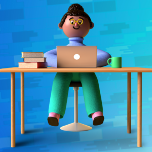 A girl is in an e-learning course that has elements of both gamification and micro-learning.