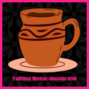 A cup of clay with a Mexican chocolate drink.